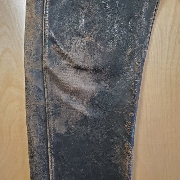 Vintage Distressed Leather Moto Riding Pants - Picture 10 of 16
